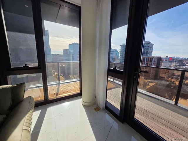 a view of a glass door