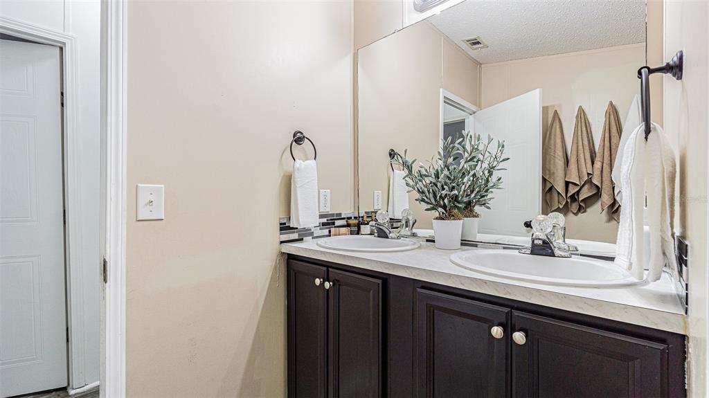 7029 Forbes Road Zephyrhills, FL 33540 - Photo 35 of 53 a bathroom with a double vanity sink and a mirror