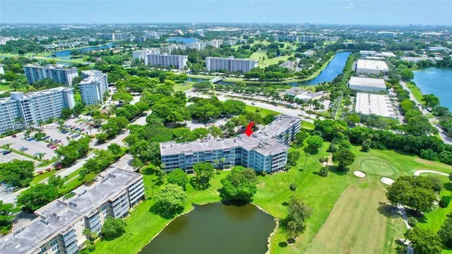 a view of a lake with a city