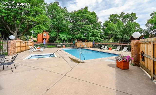 a building outdoor space with patio furniture