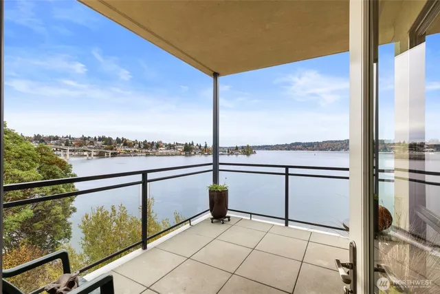 a view of a balcony with city view