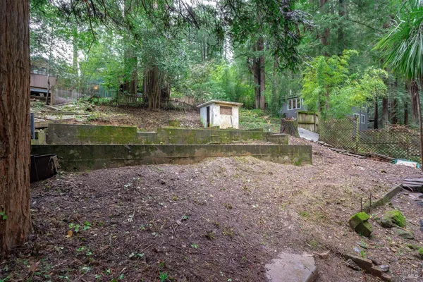a view of backyard with green space
