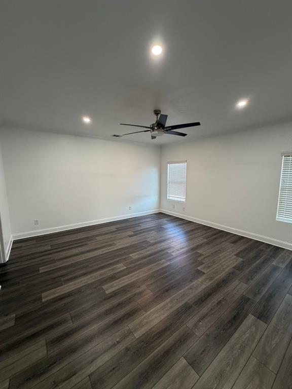 8045 Ballater Drive Fort Worth, TX 76123 - Photo 9 of 26 Spare room with recessed lighting, dark wood-style flooring, and a ceiling fan