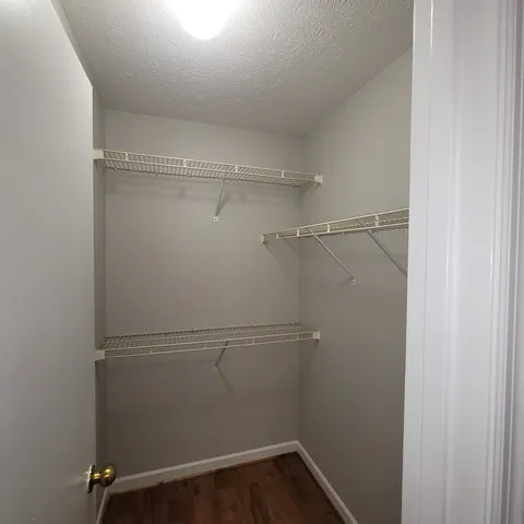 a view of an empty walk in closet