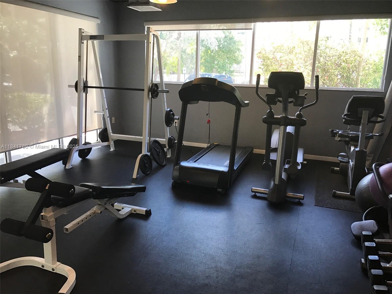 1688 West Avenue, Unit 1005 Miami Beach, FL 33139 - Photo 30 of 34 a room with gym equipment and a large window
