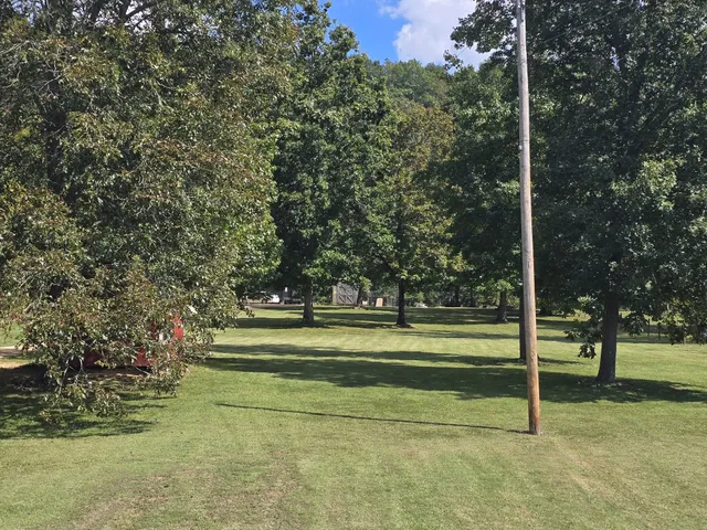 a view of outdoor space with garden and trees