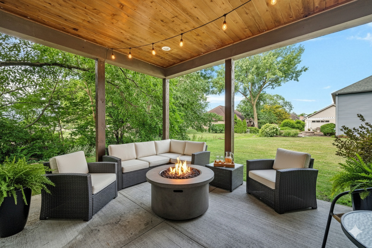 300 Village Lane Seneca, IL 61360 - Photo 30 of 42 a view of a patio with couches and potted plants