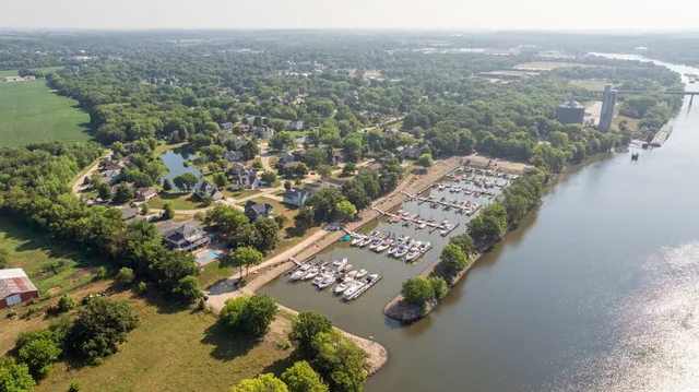 an aerial view of multiple house