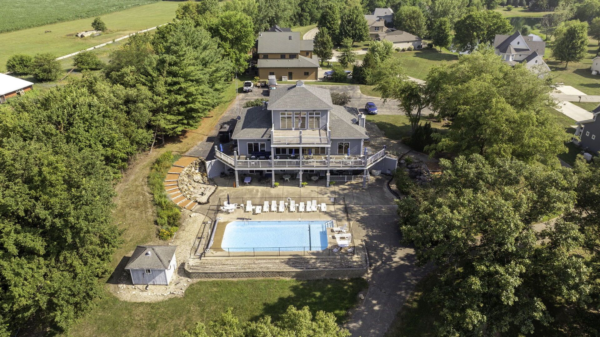 300 Village Lane Seneca, IL 61360 - Photo 37 of 42 an aerial view of a house with a yard