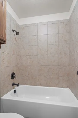 a bathroom with a bathtub