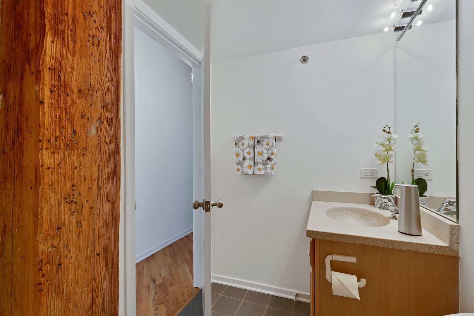 550 West Harrison Street, Unit 453 Chicago, IL 60607 - Photo 8 of 17 a bathroom with a sink and a mirror