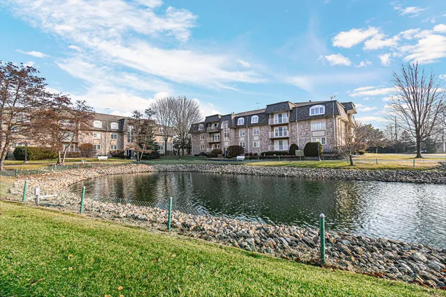 a view of a lake with houses