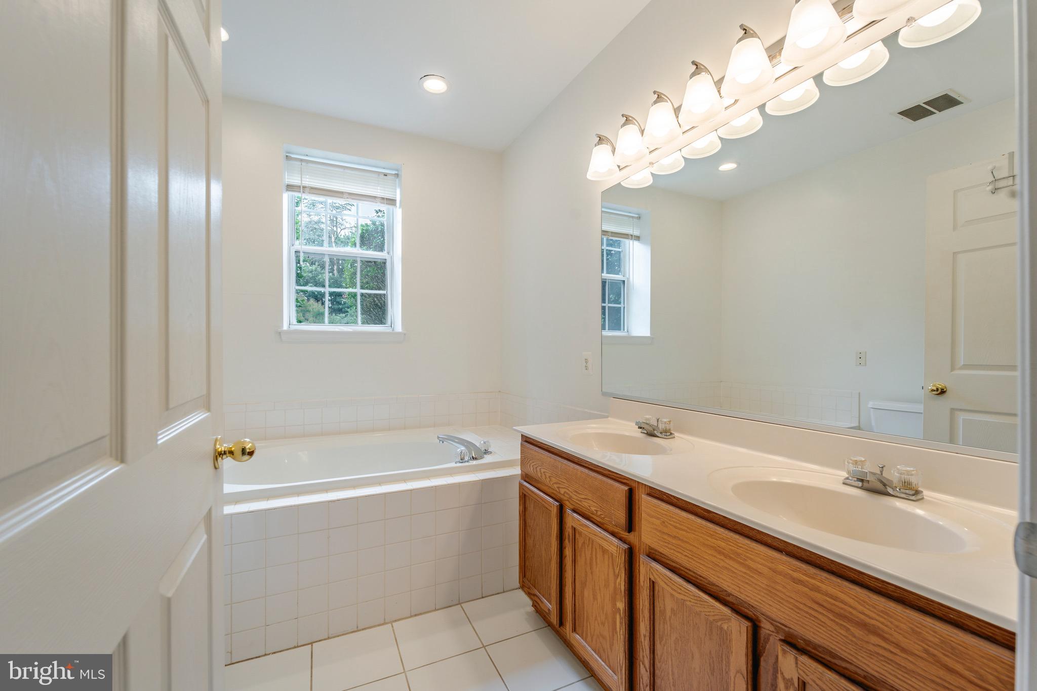 8611 Willow Leaf Lane Odenton, MD 21113 - Photo 17 of 33 a bathroom with a tub a sink double vanity granite and a shower