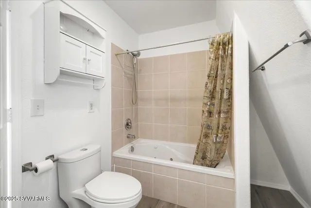 a bathroom with a toilet and a bathtub
