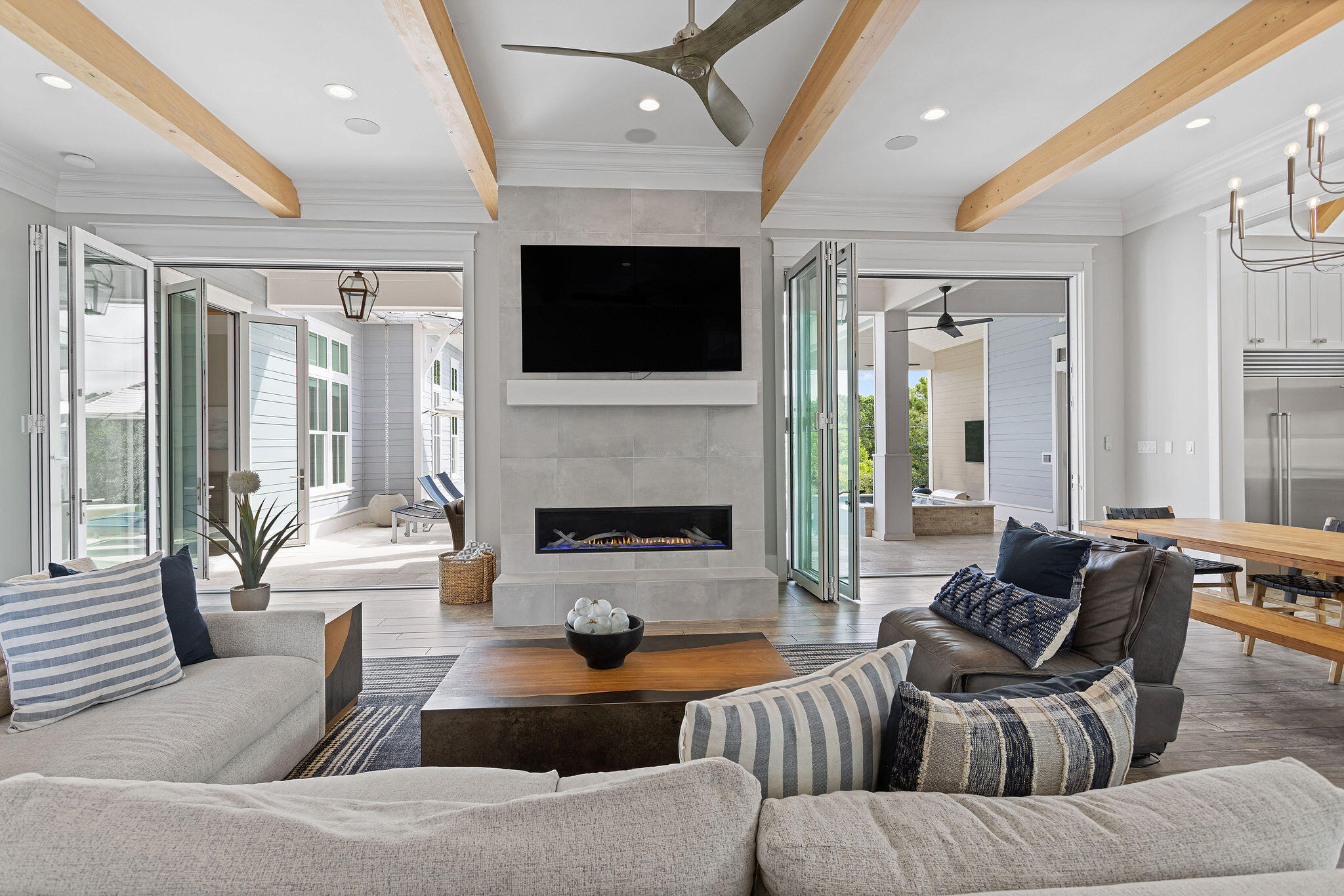 70 Bullard Road Santa Rosa Beach, FL 32459 - Photo 17 of 63 a living room with furniture fireplace and flat screen tv