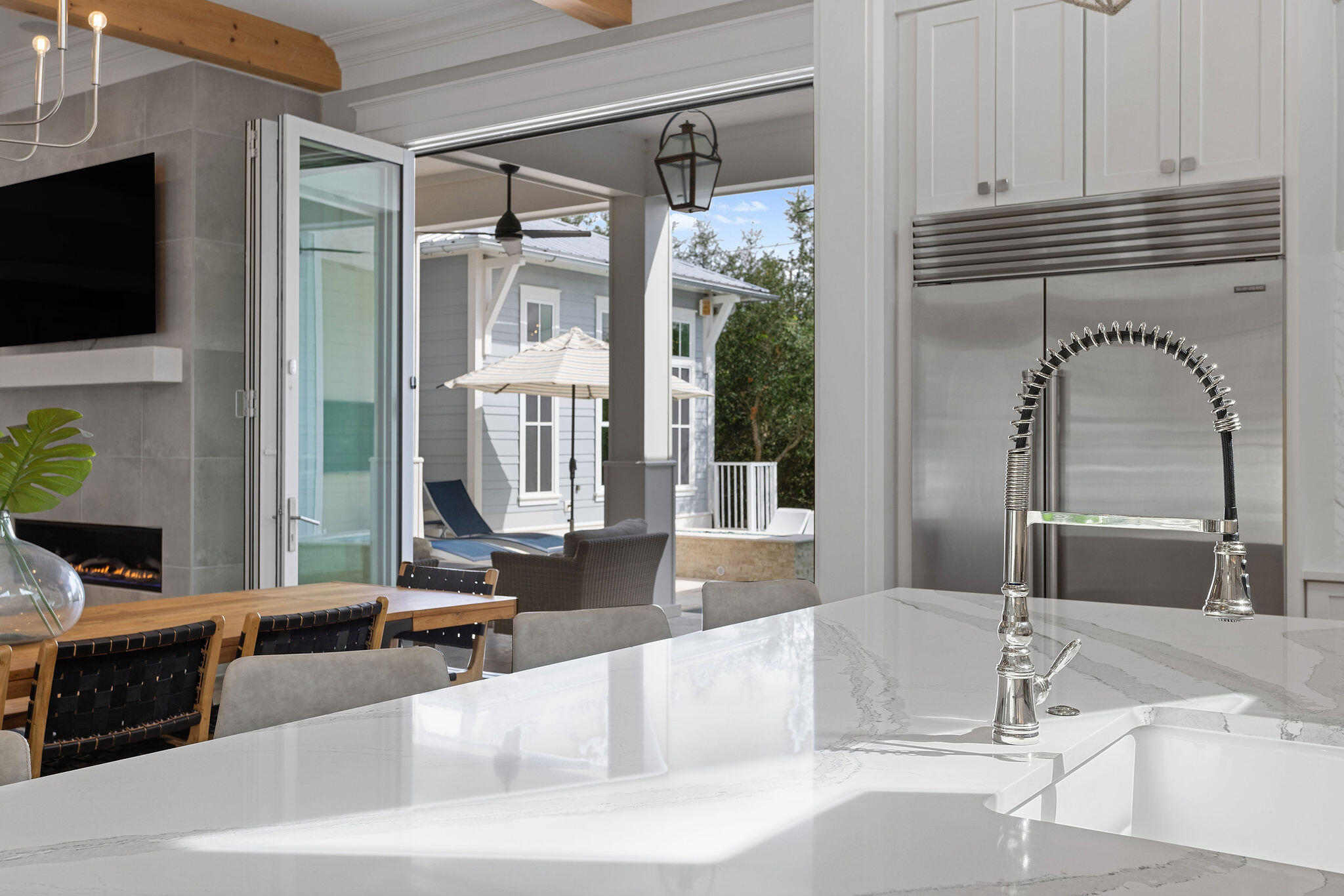 70 Bullard Road Santa Rosa Beach, FL 32459 - Photo 9 of 63 a living room with fireplace furniture and a flat screen tv