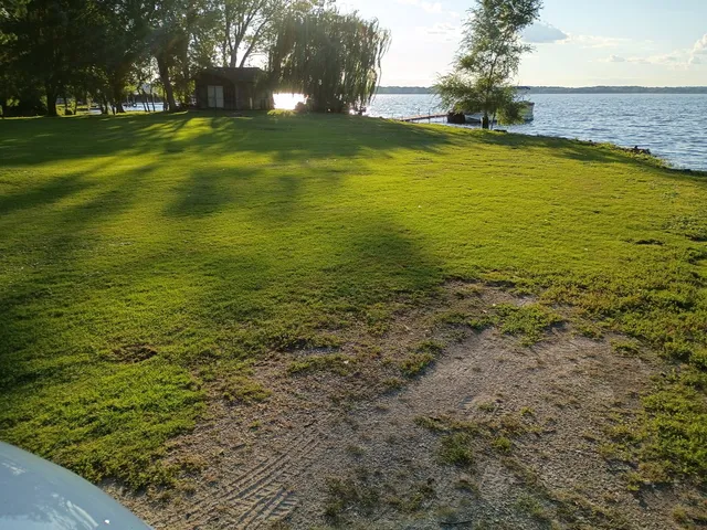 a view of a yard with a house