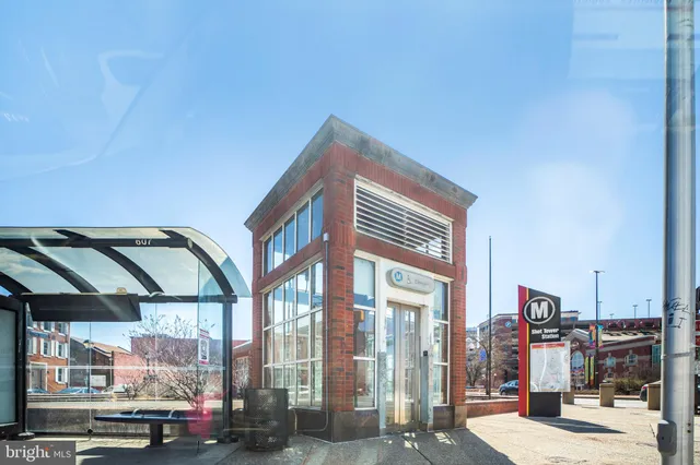 a view of a building with a street