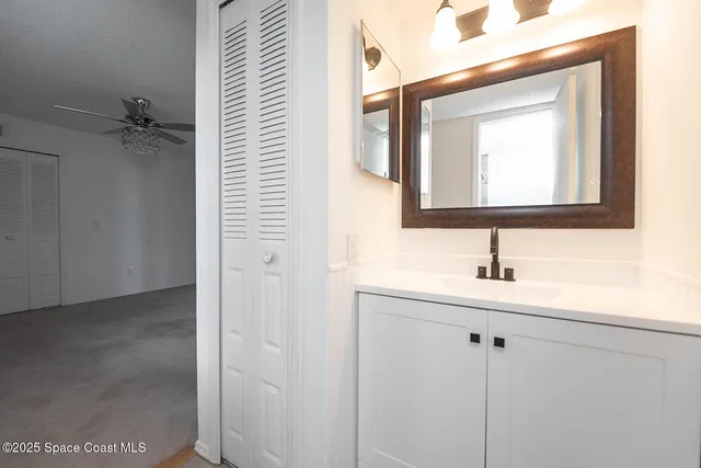 a bathroom with a shower a sink and a mirror