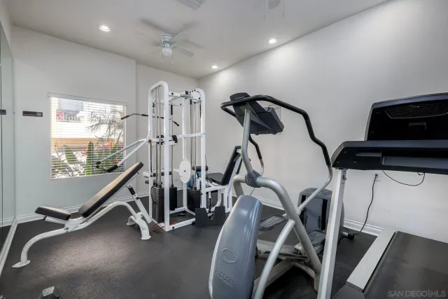a view of a room with gym equipment