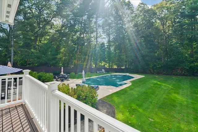 a view of a porch with a yard