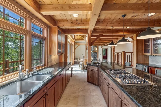 a large kitchen with lots of counter space