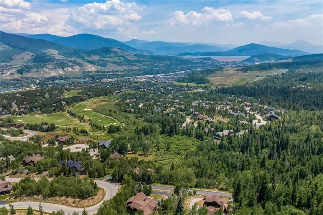 a view of a city with mountain