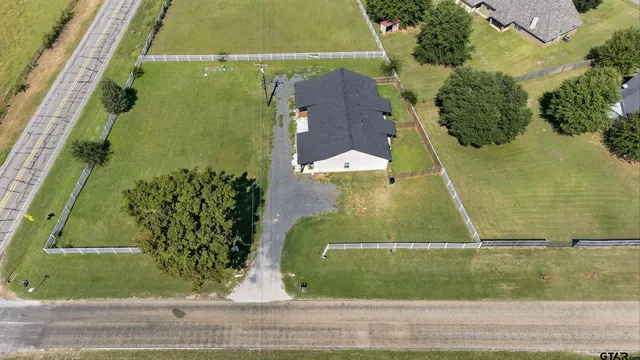 an aerial view of a residential houses
