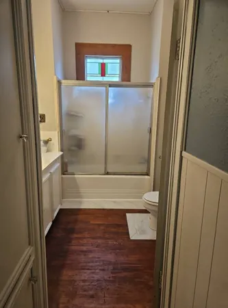 a view of wooden door