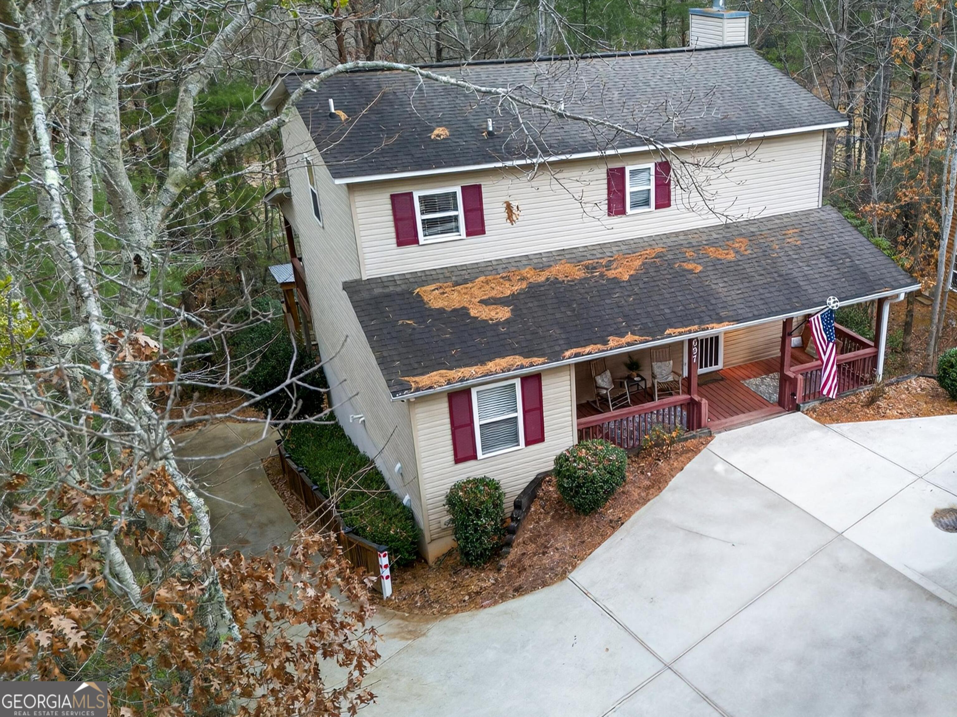 697 Zeppelin Strasse Helen, GA 30545 - Photo 44 of 56 an aerial view of house with yard and trees in the background