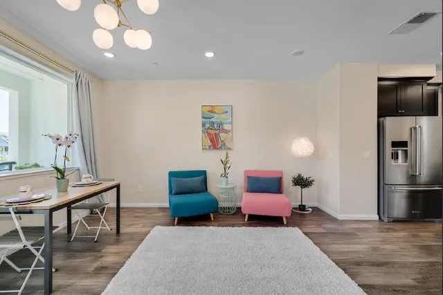 a view of a room with racks on the wall