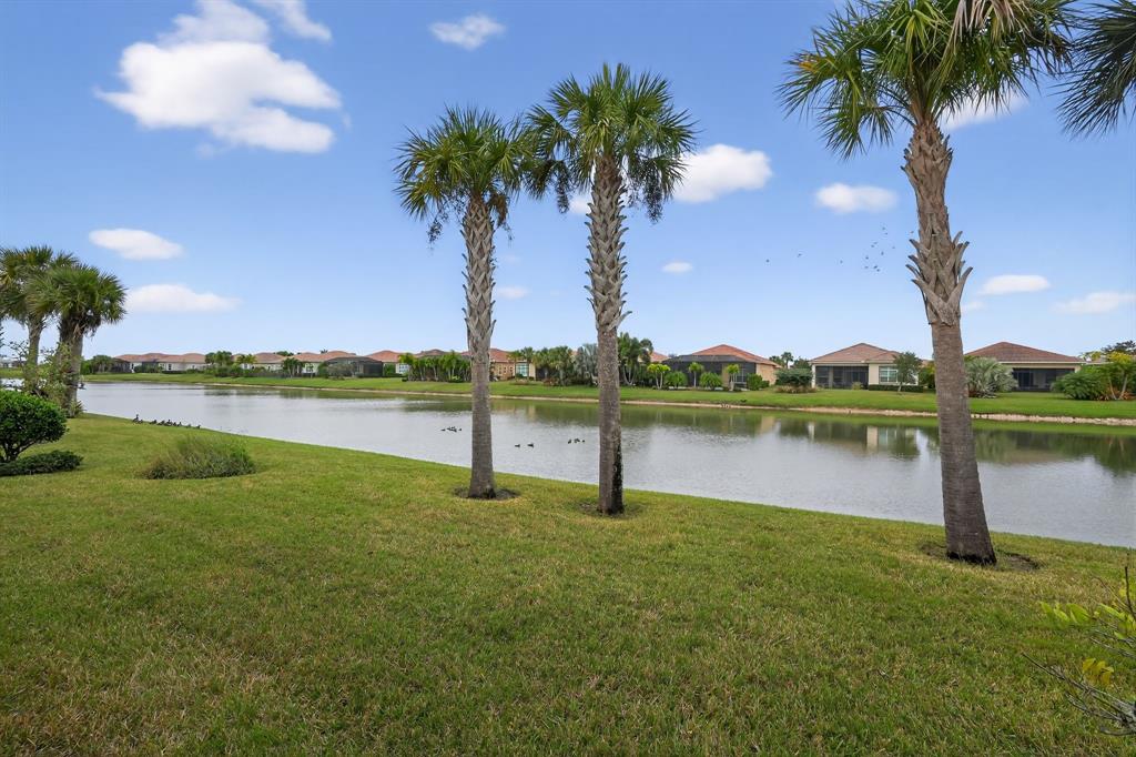 21044 Southwest Modena Way Port St. Lucie, FL 34986 - Photo 41 of 42 a lake view with a big yard and palm trees