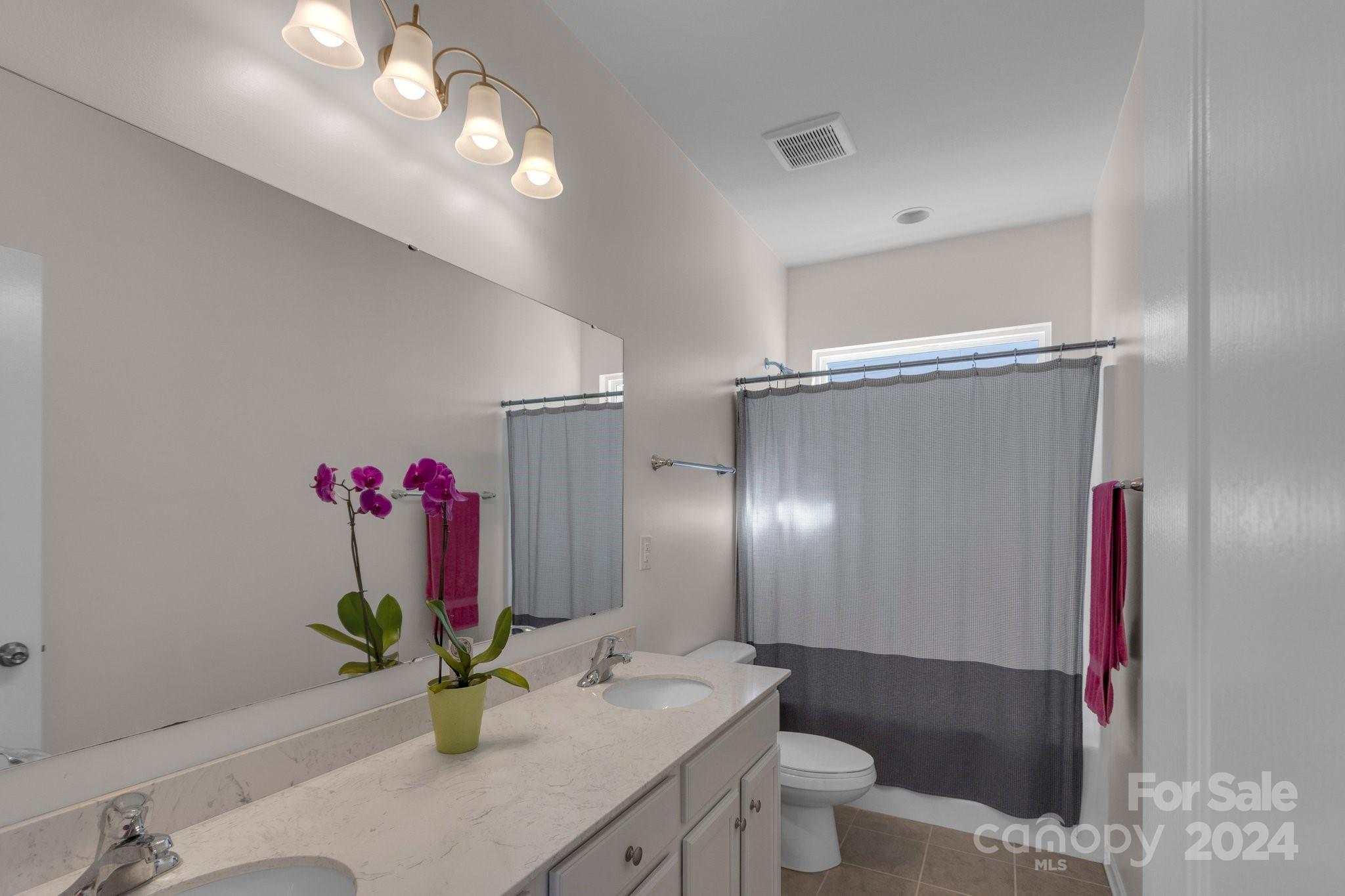 4095 Whittier Lane Fort Mill, SC 29708 - Photo 13 of 30 a bathroom with a granite countertop sink a toilet and a mirror