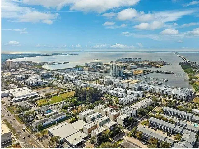 an aerial view of a city