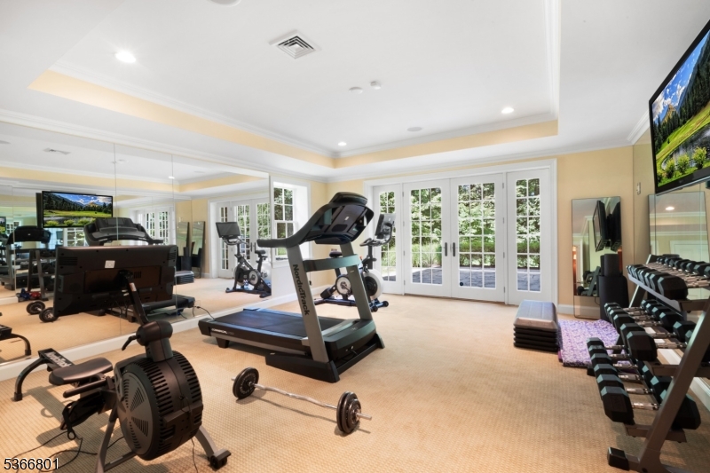 4 Rainetree Ridge Mendham Township, NJ 07945 - Photo 41 of 49 a view of a room with gym equipment