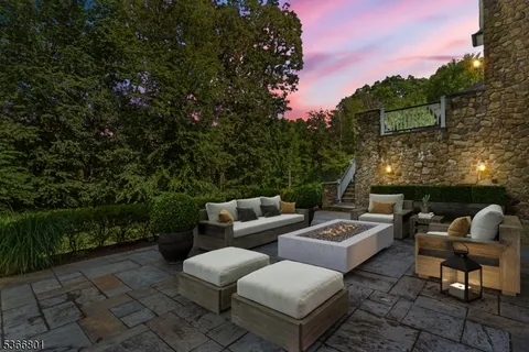 a view of a patio with couches and a table and chairs with wooden fence and plants