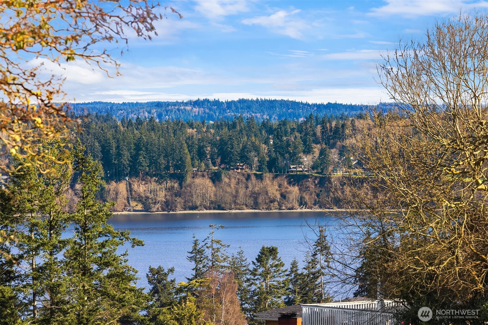 1316 East Backswing Lane Freeland, WA 98249 - Photo 4 of 37 a view of a lake with a mountain in the background