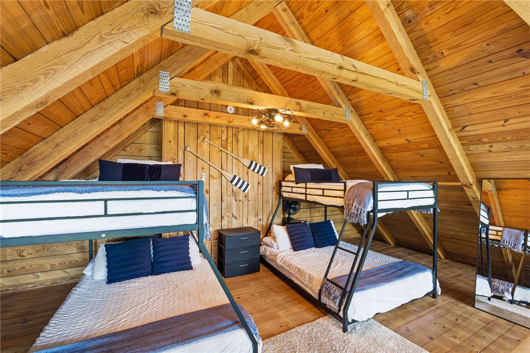 1 Kitty Hawk Lane Six Mile, SC 29682 - Photo 21 of 46 This cozy attic bedroom offers exposed wooden beams and ample sleeping arrangements.