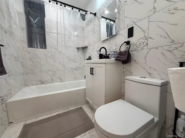 a bathroom with a toilet and a bathtub