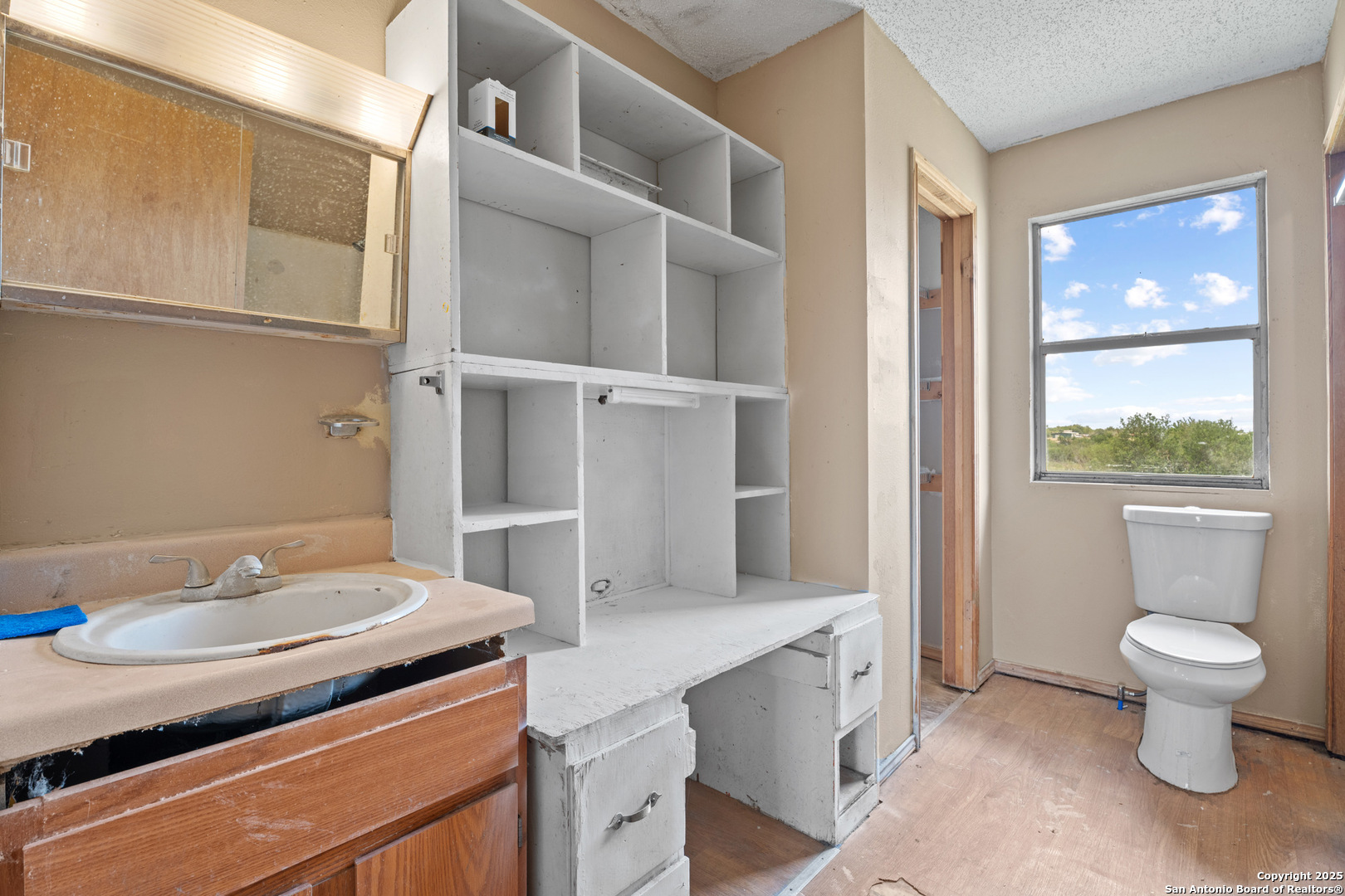 2862 Wetz Road Santa Clara, TX 78124 - Photo 17 of 37 a bathroom with a sink a toilet and a large mirror