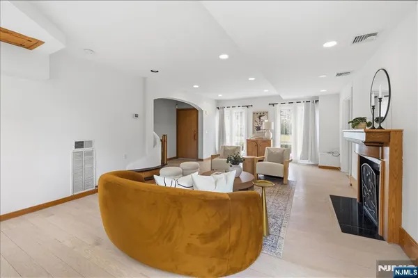 a living room with furniture and a couch