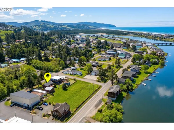 a view of a city with mountains in the background