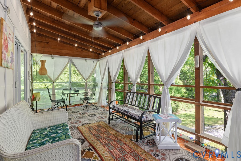 9500 West Providence Road Chesterfield, VA 23236 - Photo 10 of 21 Screened porch featuring a wood-plank ceiling, cei