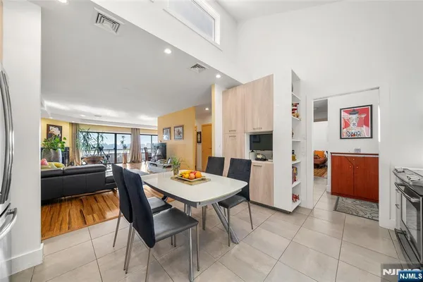 a view of a dining room and livingroom view