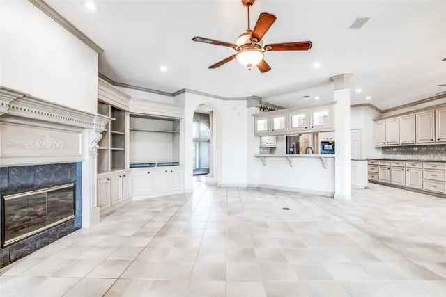 a view of a kitchen with a stove cabinets and a kitchen