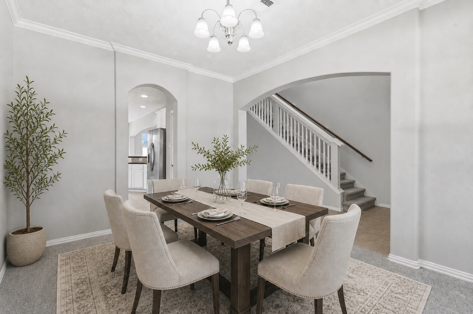 25926 Morgan Springs Spring, TX 77373 - Photo 7 of 49 The formal dining room seamlessly connects to the foyer and main living areas, creating an open, functional layout that is ideal for entertaining while maintaining a sense of elegance and warmth. Best of all direct entry into the gourmet kitchen making serving a snap! Simply stunning! **Photo is Virtually Staged**