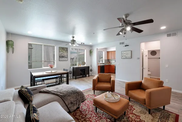 a living room with furniture