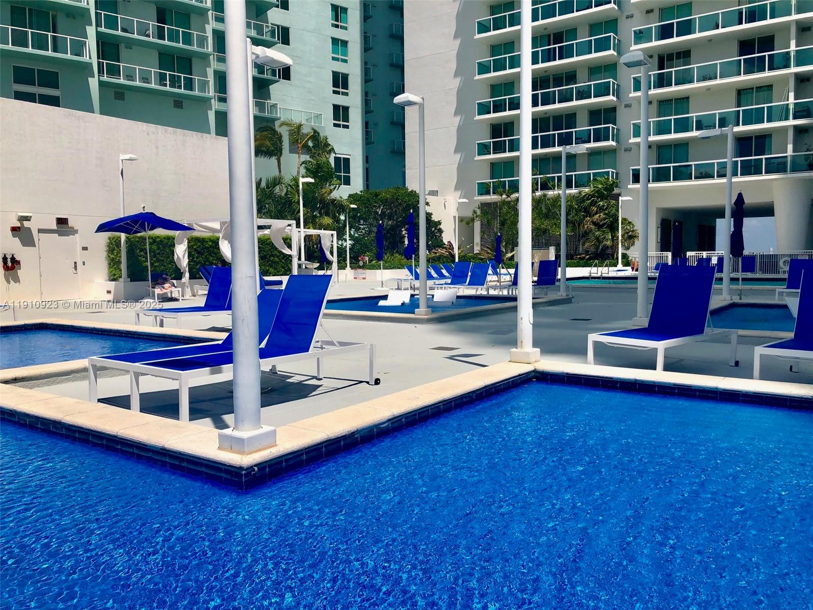 1800 North Bayshore Drive, Unit 605 Miami, FL 33132 - Photo 37 of 48 a view of pool with outdoor seating