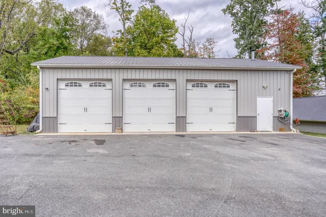 a view of a house with a small yard plants and large tree