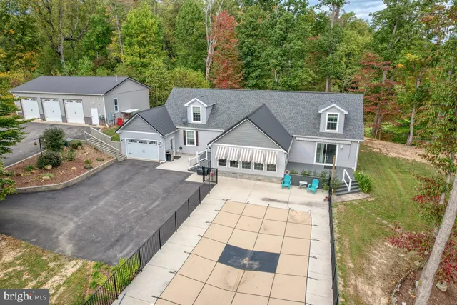 a view of a lake with a yard